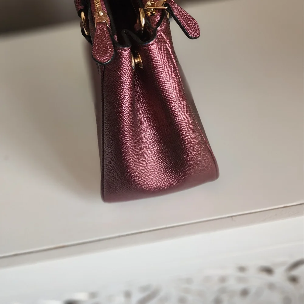 Coach Surrey Metallic Pink/Raspberry/Wine Handbag - Picture 3 of 7